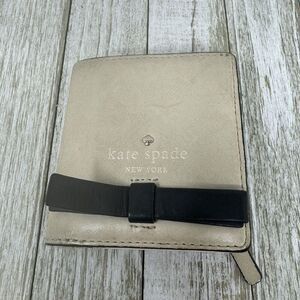 Kate Spade Ivory Black Bow Fold Up Mini Wallet Card Holder ID Case Snap Close